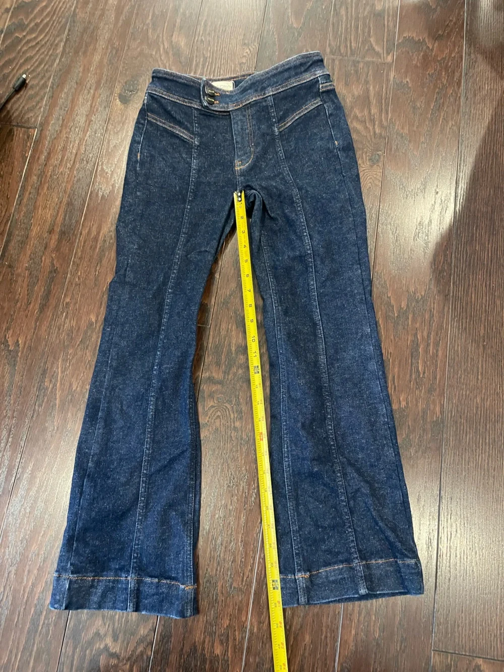 ANTHROPOLOGIE Pilcro Dark Wash Front Seam Flare Jean Women Size 26